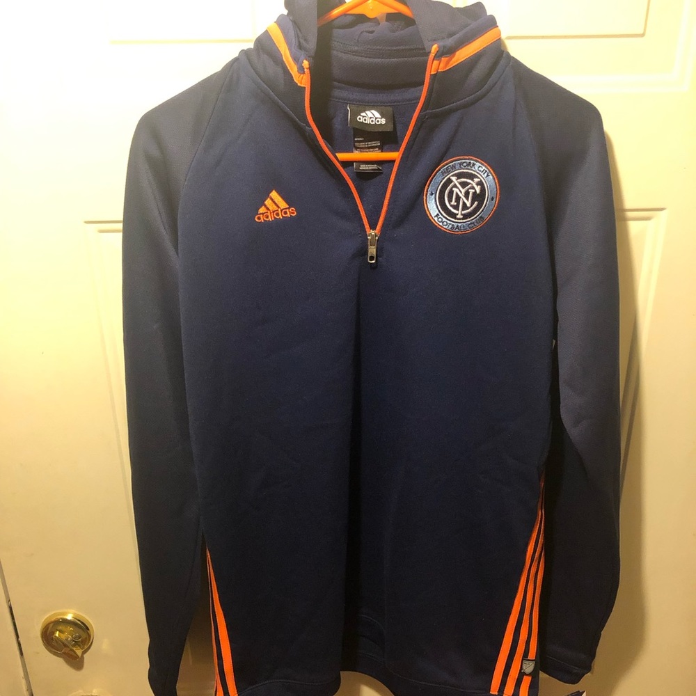MLS NWT Adidas New York City 🗽 FC ⚽️ Hoodie Youth XL Detachable Hood!!